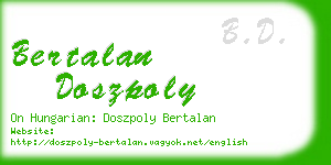 bertalan doszpoly business card